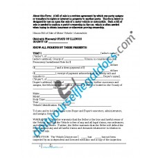 Bill of Sale of Motor Vehicle Automobile - Illinois - (Sold with Warranty)